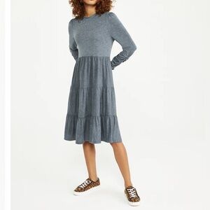 Ann Taylor NWT Light Heathered Gray Tiered Mock Neck Shift Dress Size XS Petite